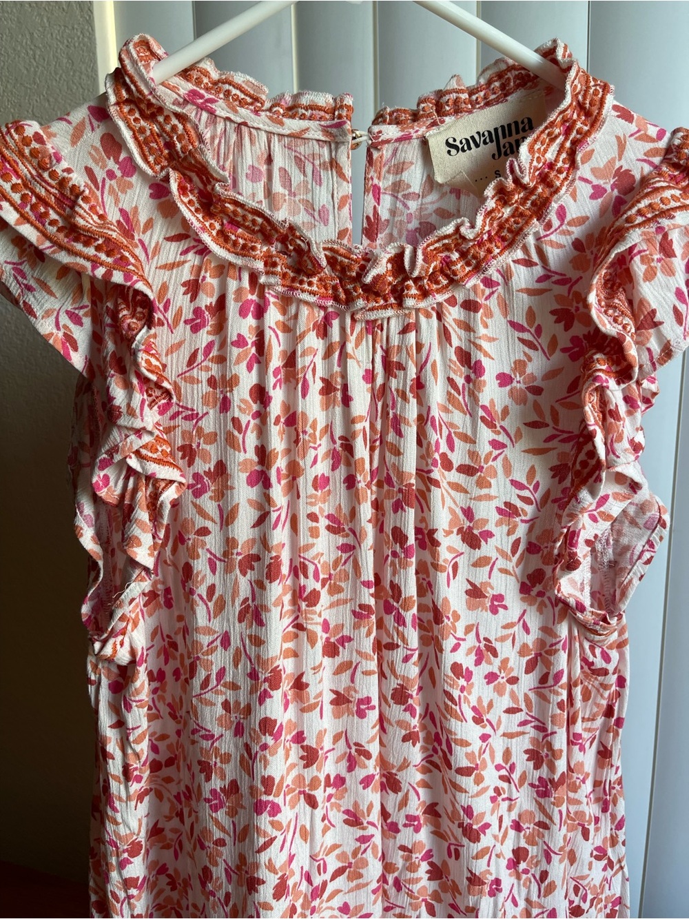 Savanna Jane Floral Ruffle Sleeve Blouse Size Small - Picture 3 of 13